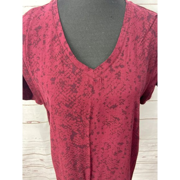 Side stitch womens small burgundy red black print Blouse‎ - Picture 4 of 7